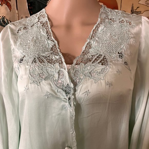 Vintage Peony Silk Robe Hand Embroidered 36 - Picture 5 of 9